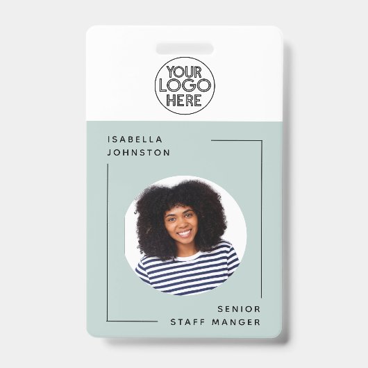 社員シンプルの写真ID | QRバーコードグリーン バッジ (Front)