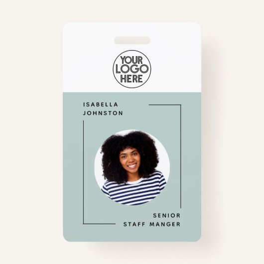 社員シンプルの写真ID | QRバーコードグリーン バッジ (正面)