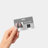 社員バーコードロゴ名スキャナー グレー ブラック バッジ (手持ち)