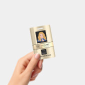 社員バーコードロゴ名スキャンオレンジ白 バッジ (手持ち)