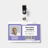 社員バーコード写真名札 バッジ (正面 (クリップ付))