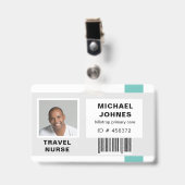 社員バーコード写真名札 バッジ (正面 (クリップ付))