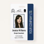 社員パーソナライズされたの写真証明の青ID バッジ (正面)