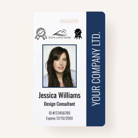 社員パーソナライズされたの写真証明の青ID バッジ (正面)