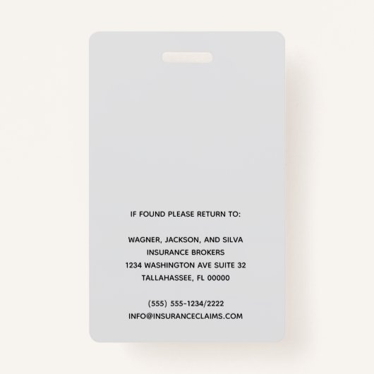 社員パーソナライズされた写真のビジネスロゴの追加 バッジ (裏面)