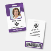 社員パーソナライズされた、写真、バーコード、ロゴ バッジ (正面&裏面)