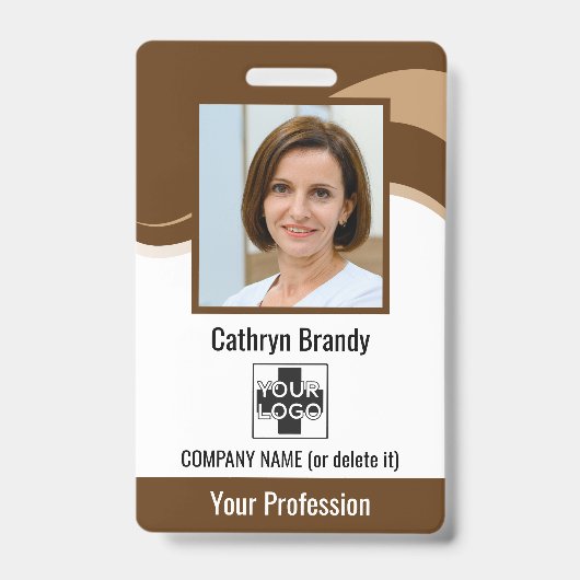 社員パーソナライズされた、写真、バーコード、ロゴ バッジ (正面)