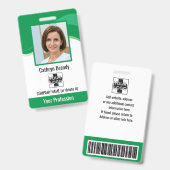 社員パーソナライズされた、写真、バーコード、ロゴ バッジ (正面＆裏面)