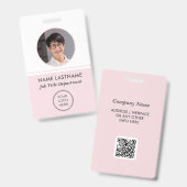 社員ピンクロゴID写真バッジ バッジ (正面＆裏面)