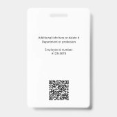 社員ミニマルロゴ、写真、Qrコード、名前 バッジ (裏面)