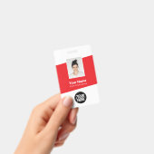 社員モダンの写真、バーコード、ロゴ、名前 バッジ (手持ち)