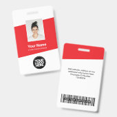 社員モダンの写真、バーコード、ロゴ、名前 バッジ (正面＆裏面)