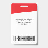 社員モダンの写真、バーコード、ロゴ、名前 バッジ (裏面)