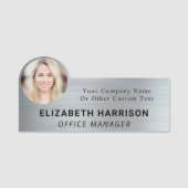 社員モダンの写真IDシルバー 名札 (正面)