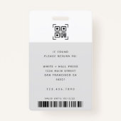 社員モダンの写真IDビジネスロゴ |グレー バッジ (裏面)