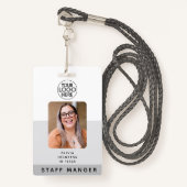社員モダンの写真IDビジネスロゴ |グレー バッジ (正面ランヤード)