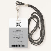 社員モダンの写真IDロゴ | QRバーコードグレー バッジ (裏面ランヤード)