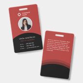 社員モダンの写真ID会社のロゴ黒い赤 バッジ (正面＆裏面)