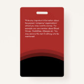 社員モダンの写真ID会社のロゴ黒い赤 バッジ (裏面)