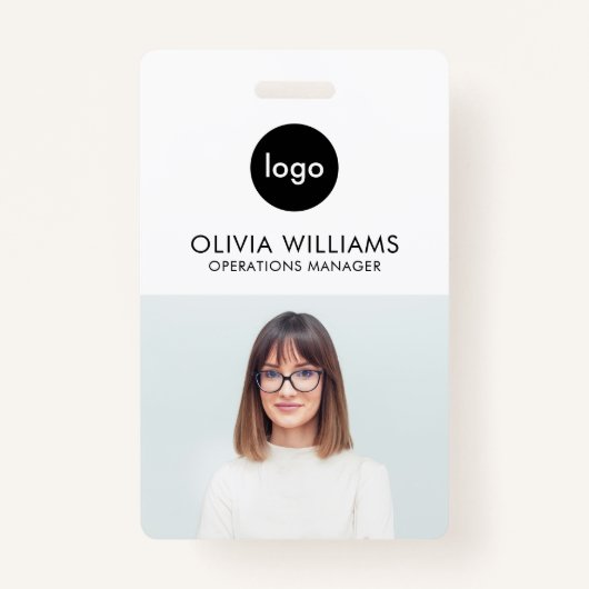 社員モダンの写真ID会社 バッジ (正面)