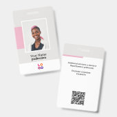 社員モダンロゴ、写真、Qrコード、名前 バッジ (正面&裏面)