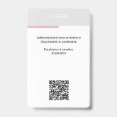 社員モダンロゴ、写真、Qrコード、名前 バッジ (裏面)