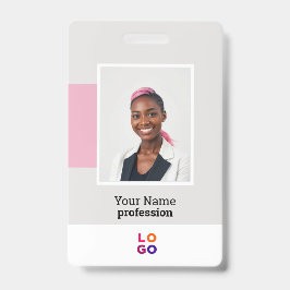 社員モダンロゴ、写真、Qrコード、名前 バッジ