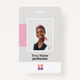 社員モダンロゴ、写真、Qrコード、名前 バッジ