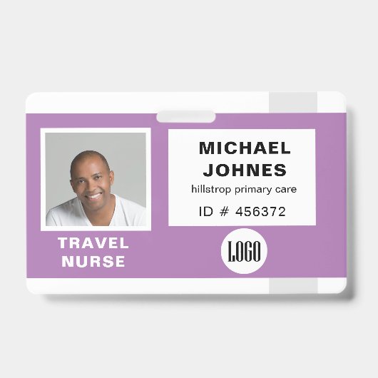 社員ロゴと写真名札 バッジ (正面)