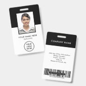 社員ロゴバーコード黒い写真ID バッジ (正面＆裏面)