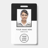 社員ロゴバーコード黒い写真ID バッジ (正面)