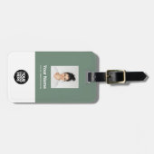 社員企業のの写真、バーコード、ロゴ、名前 ラゲッジタグ (正面横)