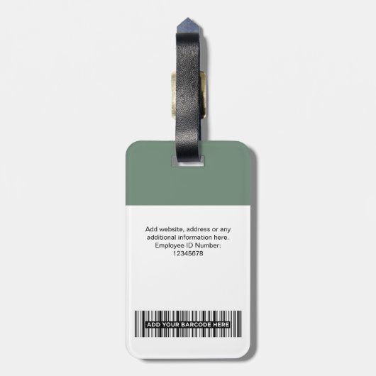 社員企業のの写真、バーコード、ロゴ、名前 ラゲッジタグ (裏面縦)