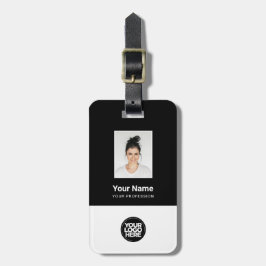 社員企業のの写真、バーコード、ロゴ、名前 ラゲッジタグ