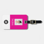 社員企業のの写真、バーコード、ロゴ、名前 ラゲッジタグ (正面横)