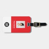 社員企業のの写真、バーコード、ロゴ、名前 ラゲッジタグ (正面横)