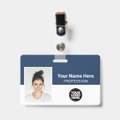 社員企業の、氏名、ロゴ、写真ID バッジ (正面 （クリップ付）)