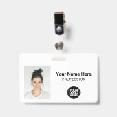 社員企業の、氏名、ロゴ、写真ID バッジ (正面 (クリップ付))