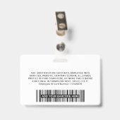 社員企業の、氏名、ロゴ、写真ID バッジ (裏面 (クリップ付))