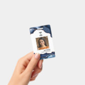 社員写真モダンネイビーブルーバラ金ゴールドゲート バッジ (手持ち)