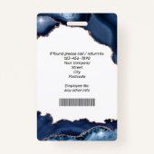 社員写真モダンネイビーブルーバラ金ゴールドゲート バッジ (裏面)