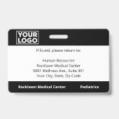 社員写真ロゴバーコード黒病院ID バッジ (裏面)