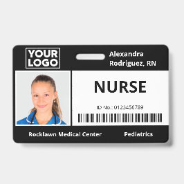 社員写真ロゴバーコード黒病院ID バッジ