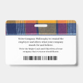 社員写真ロゴバーコードIDカード バッジ (裏面)