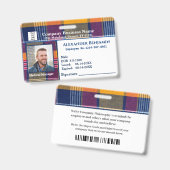 社員写真ロゴバーコードIDカード バッジ (正面＆裏面)