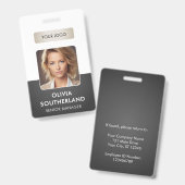 社員写真付き企業ロゴセキュリティIDカード グレー バッジ (正面＆裏面)
