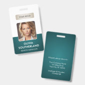 社員写真付き企業ロゴ グリーン セキュリティ ID バッジ (正面＆裏面)