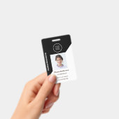 社員写真付きIDカード 会社ロゴ 黒 セキュリティ バッジ (手持ち)