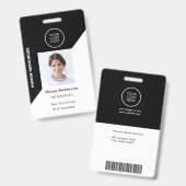 社員写真付きIDカード 会社ロゴ 黒 セキュリティ バッジ (正面&裏面)