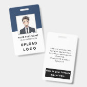 社員写真付きIDカード 名前 バーコード ロゴ コーポレート バッジ (正面＆裏面)